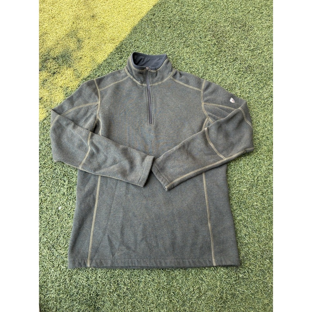 Kuhl 1/4 Zip Pullover Fleece Sweater Mens Sz SM Green Brown Performance‎ Hiking